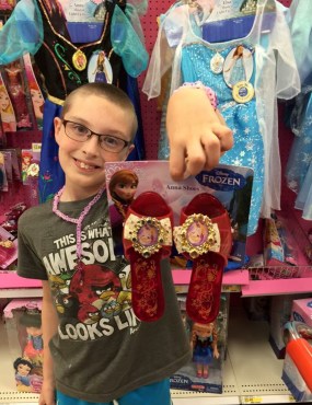 Charlie with red slippers